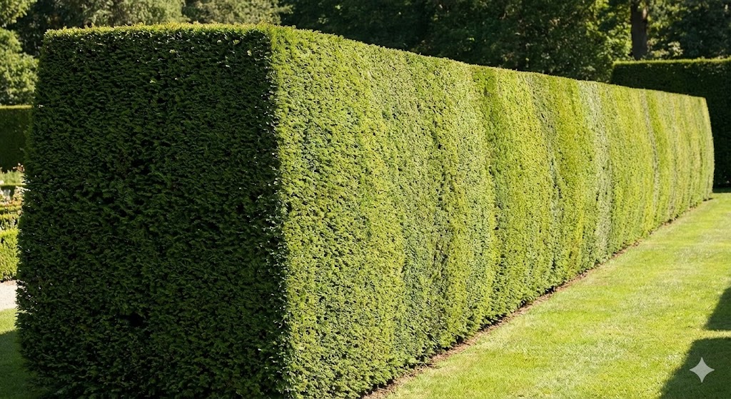 Long hedge with straight lines and level height